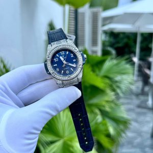 Đồng Hồ Hublot Chế Tác Đá Moissanite Big Bang One Click Màu Xanh 39mm (1)