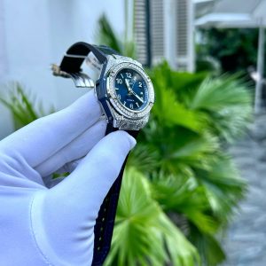 Đồng Hồ Hublot Chế Tác Đá Moissanite Big Bang One Click Màu Xanh 39mm (1)