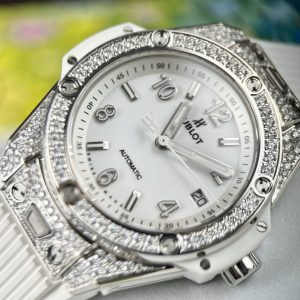 Đồng Hồ Hublot Chế Tác Đá Moissanite Dây Cao Su Big Bang One Click Titanium 39mm (8)