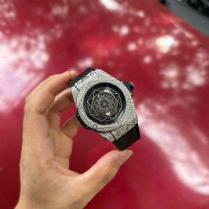 Đồng Hồ Hublot Fake 11 Big Bang Sang Bleu Đính Full Đá Nam 44mm (4)
