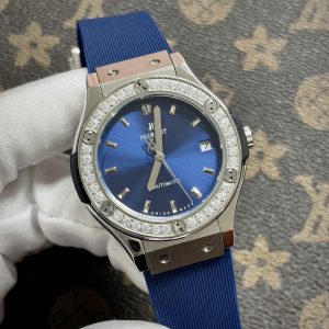 Đồng Hồ Hublot Fake Nhật Đính Đá Màu Xanh Dương 38-42mm (1)