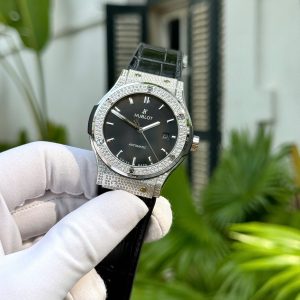 Đồng Hồ Hublot Nam Rep 1:1 Đính Đá Màu Đen Xưởng HB 42mm