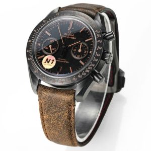 Đồng Hồ Omega Rep 11 SpeedMaster Vỏ Gốm Đen Dây Da Xưởng N1 42mm (1)