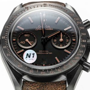 Đồng Hồ Omega Rep 11 SpeedMaster Vỏ Gốm Đen Dây Da Xưởng N1 42mm (1)