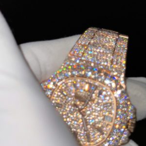 Đồng Hồ Patek Philippe Chế Tác Phủ Vàng Đính Moissanite Nautilus 5719 40mm (8)