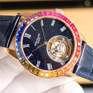Đồng Hồ Patek Philippe Chế Tác Tourbillon Đá Cầu Vồng Rep 11 40mm (1)
