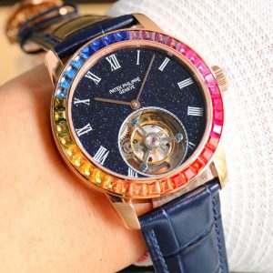 Đồng Hồ Patek Philippe Chế Tác Tourbillon Đá Cầu Vồng Rep 11 40mm (1)