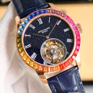 Đồng Hồ Patek Philippe Chế Tác Tourbillon Đá Cầu Vồng Rep 11 40mm (1)