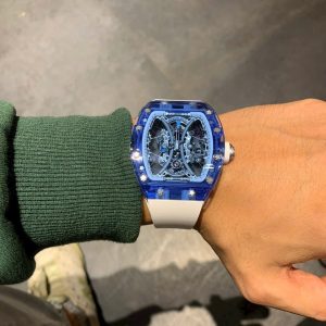 Đồng Hồ Richard Mille Chế Tác Vỏ Sapphire Xanh Máy Tourbillon RM53-02 (1)