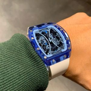 Đồng Hồ Richard Mille Chế Tác Vỏ Sapphire Xanh Máy Tourbillon RM53-02 (1)