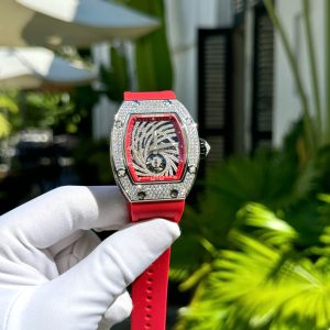 Đồng Hồ Richard Mille Đính Đá Dây Cao Su Màu Đỏ RM51-02 40mm (1)