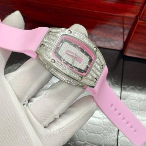 Đồng Hồ Richard Mille Fake Máy Nhật Đính Đá Màu Hồng RM007 36mm (1)