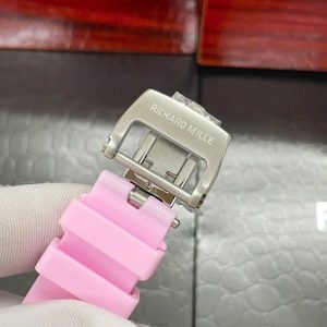 Đồng Hồ Richard Mille Fake Máy Nhật Đính Đá Màu Hồng RM007 36mm (1)