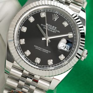 Đồng Hồ Rolex Chế Tác DateJust 126334 Mặt Đen Cọc Số Đá Xưởng Clean 41mm (2)