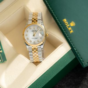 Đồng Hồ Rolex Chế Tác Mặt Xà Cừ Cọc Số Đính Đá Nữ 31mm (1)