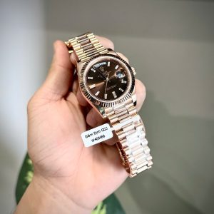 Đồng Hồ Rolex Chế Tác Phủ Vàng Hồng Mặt Socola Xưởng GM 180 Grams Day-Date (1)