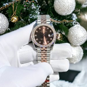 Đồng Hồ Rolex DateJust Nữ Độ Moissanite Mặt Chocolate Máy Thụy Sỹ 31mm (1)