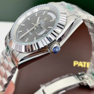 Đồng Hồ Rolex Day-Date Fake Máy Nhật Mặt Màu Xám 40mm (4)
