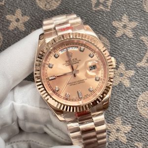 Đồng Hồ Rolex Day-Date Máy Cơ Nhật Fake Màu Vàng Hồng 40mm (6)