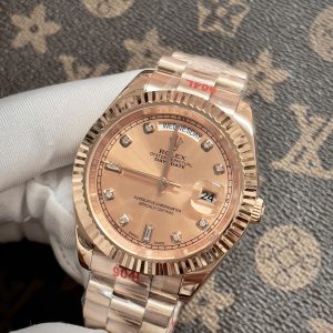 Đồng Hồ Rolex Day-Date Máy Cơ Nhật Fake Màu Vàng Hồng 40mm (6)