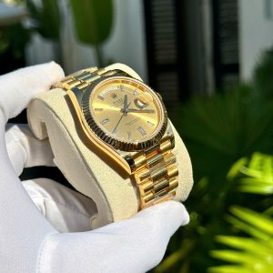 Đồng Hồ Rolex Day-Date Phủ Vàng 18K Cọc Số Đính Đá Chế Tác 40mm (1)