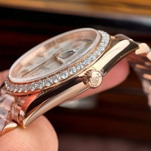 Đồng Hồ Rolex Day-Date Phủ Vàng Độ Mặt Thiên Thạch Đá Moissanite 40mm (2)