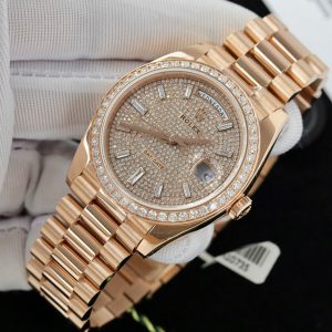 Đồng Hồ Rolex Day-Date Vàng Nguyên Khối Kim Cương Tự Nhiên (1)