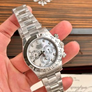 Đồng Hồ Rolex Daytona 116509 Chế Tác Mặt Vỏ Trai Trắng Đá Moissanite 40mm (4)