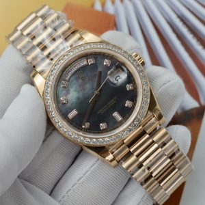 Đồng Hồ Rolex Fake Cao Cấp Mặt Xà Cừ Tím Day-Date Máy Thụy Sỹ 40mm (1)