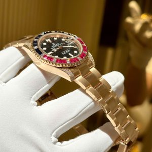 Đồng Hồ Rolex GMT Master II Phủ Vàng Đính Đá Quý Tổng Hợp 40mm (1)
