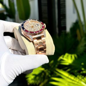 Đồng Hồ Rolex GMT Master Phủ Vàng Hồng Đính Đá Nhân Tạo 40mm (3)