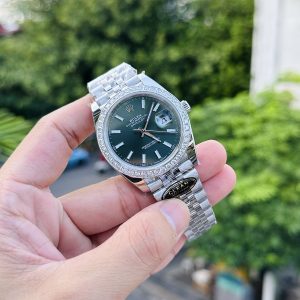 Đồng Hồ Rolex Nam Rep 1:1 DateJust 126334 Đính Moissanite Mặt Xanh Olive 41mm (1)
