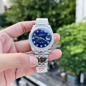 Đồng Hồ Rolex Nam Rep 1:1 DateJust 126334 Độ Moissanite Mặt Xanh Blue 41mm
