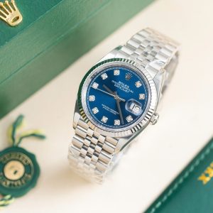 Đồng Hồ Rolex Nam Rep 11 Mặt Xanh Dương Đính Đá Xưởng Clean 126234 36mm (1)