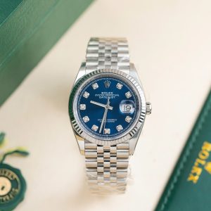 Đồng Hồ Rolex Nam Rep 11 Mặt Xanh Dương Đính Đá Xưởng Clean 126234 36mm (1)