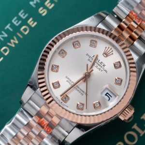 Đồng Hồ Rolex Nữ Dây Kim Loại Mặt Số Bạc Cọc Số Đính Đá Rep 11 31mm (1)