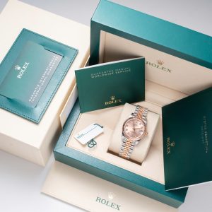 Đồng Hồ Rolex Nữ Dây Kim Loại Mặt Số Hồng Cọc Số Đính Đá Rep 11 31mm (2)