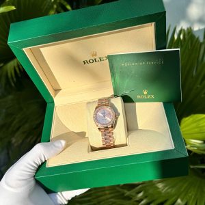 Đồng Hồ Rolex Nữ Đính Moissanite Màu Vàng hồng DateJust 31mm (8)