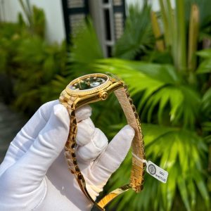 Đồng Hồ Rolex Phủ Vàng Đính Moissanite Mặt Số Xanh Ombre 36mm (1)