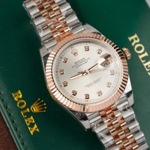 Đồng Hồ Rolex Phủ Vàng Thật DateJust Cọc Số Dạ Quang Xưởng GM 41mm (11)