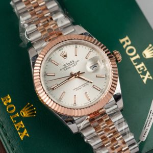 Đồng Hồ Rolex Phủ Vàng Thật DateJust Cọc Số Dạ Quang Xưởng GM 41mm (1)