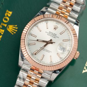 Đồng Hồ Rolex Phủ Vàng Thật DateJust Cọc Số Dạ Quang Xưởng GM 41mm (1)