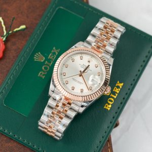 Đồng Hồ Rolex Phủ Vàng Thật DateJust Cọc Số Dạ Quang Xưởng GM 41mm (11)