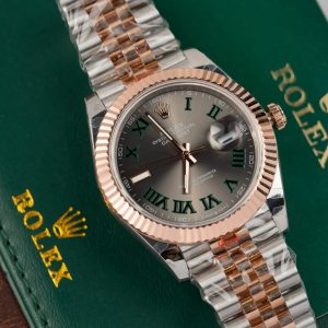 Đồng Hồ Rolex Phủ Vàng Thật Mặt Số Wimbledon Datejust Xưởng GM 41mm (1)