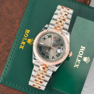 Đồng Hồ Rolex Phủ Vàng Thật Mặt Số Wimbledon Datejust Xưởng GM 41mm (1)