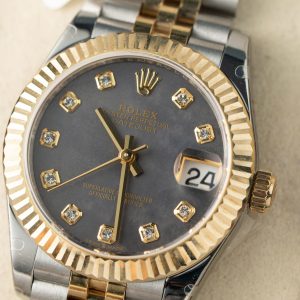 Đồng Hồ Rolex Phủ Vàng Thật Mặt Xà Cừ Tím Chế Tác Hong Kong 31mm (1)