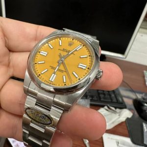 Rolex Oyster Perpetual 124300 Yellow Dial Replica Watch Clean Factory 41mm (6)