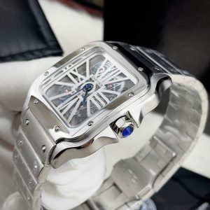 Đồng Hồ Cartier Fake Máy Nhật Pin Mặt Trắng Dây Kim Loại Nam 40mm (1)