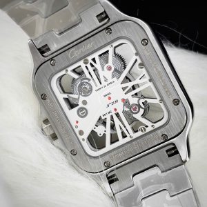 Đồng Hồ Cartier Fake Máy Nhật Pin Mặt Xanh Dây Kim Loại Nam 40mm (2)