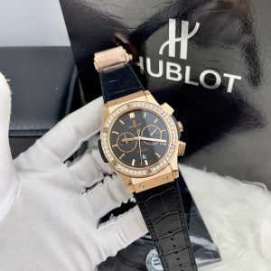 Đồng Hồ Hublot Chronograph Máy Cơ Nhật Đính Đá Màu Đen Nam 42mm (2)